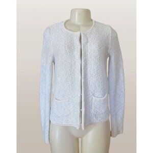 Boden Womens Textured Knit Cardigan Sweater White Long Sleeve Size 6
